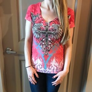 Dark Coral Angels & Diamonds Tee